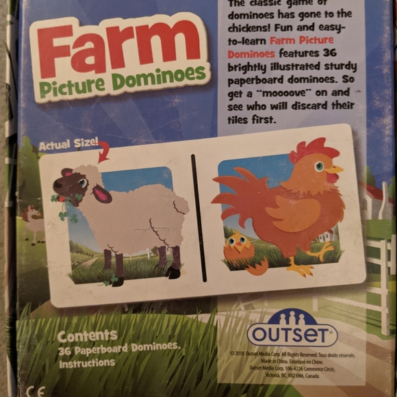 Outset Media Farm Picture Dominoes Ages 3+ 36 Paperboard Dominoes - Picture 3 of 5